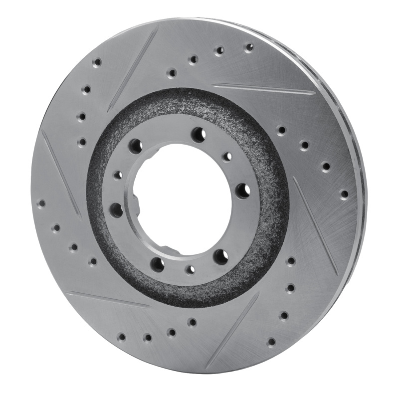 Acura SLX Brake Rotor (1) - Front Left - R1 Concepts - Drilled & Slotted - Silver - `92-`02